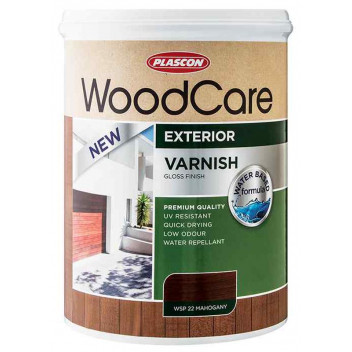 PLASCON MAHOGANY GLOSS WOODCARE WATERBASED EXTERIOR WOOD VARNISH 1L