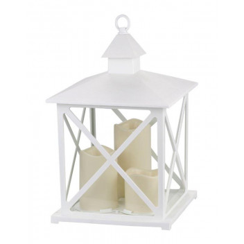HOME QUIP BATTERY OPERATED WHITE 3LED CANDLE LANTERN