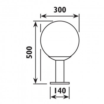 EUROLUX OUTDOOR PILLAR LIGHT SPHERE BLACK 300MM