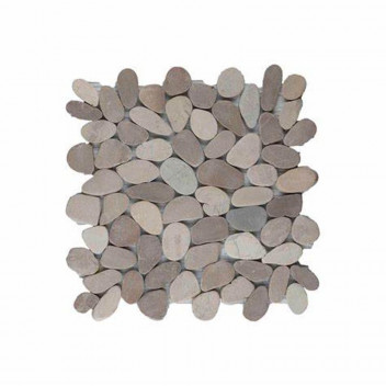 SLICED PEBBLE BROWN BEIGE CREAM MOSAIC 300X300MM