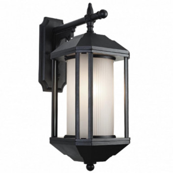 BRIGHTSTAR OUTDOOR WALL LIGHT LANTERN BLACK DOWN FACE FROST GLASS