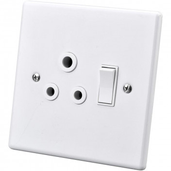 ELECTRICMATE WHITE SINGLE STEEL SOCKET AND SWITCH 100X100MM