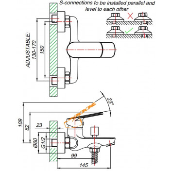 SPRING - BLACK BATH MIXER W/T STD OFFSET.