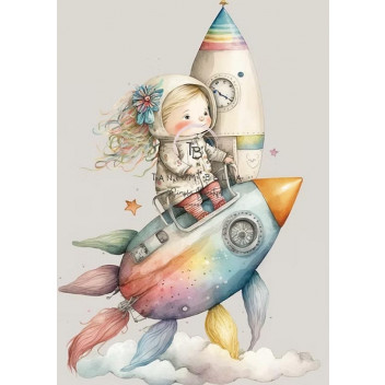DECOUPAGE RAINBOW ROCKET A4
