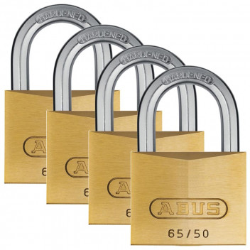 ABUS BRASS BLISTER PADLOCK 65 50MM 4PACK