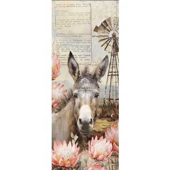 DECOUPAGE DOOR DONKEY AMONG PROTEAS