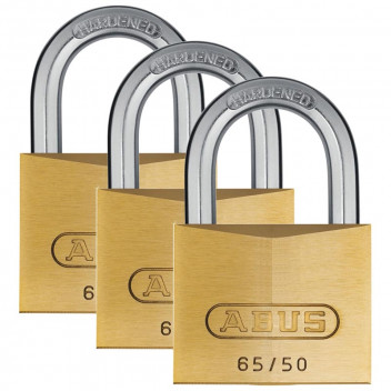 ABUS BRASS BLISTER PADLOCK 65 50MM 3PACK