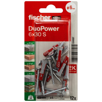 FISCHER DUOPOWER SCREW WITH PLUG 12PP