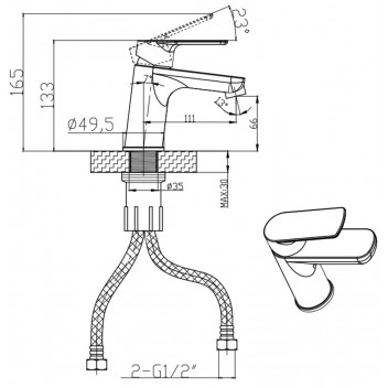 BIJIOU SATIN NICKEL SAVOLE SHORT BASIN MIXER