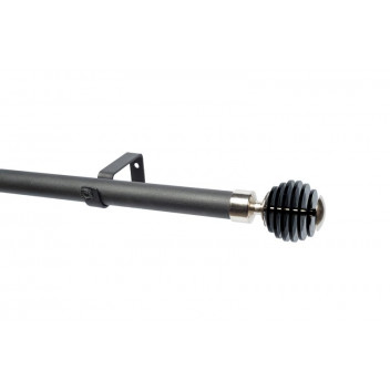 BLACK CURTAIN POLE SET STACKED BLACK FINIAL 3M BLACK CURTAIN POLE SET STACKED BLACK FINIAL 3M