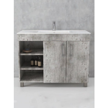 FREESTANDING CONCRETE DOUBLE DOOR WOOD BATHROOM CABINET 850X900X470MM