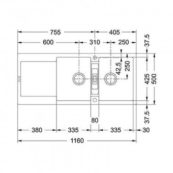 FRANKE MARIS SINK D/BOWL INSERT GREY INCL WASTE FITTINGS 1160X510X200