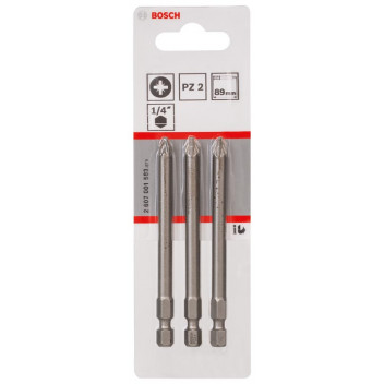 BOSCH EXTRA HARD PZ2 SCREWDRIVER BITS 89MM 3PIECE