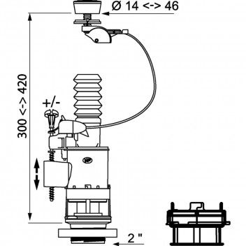 WIRQUIN EXTENDABLE DOUBLE FLUSH CISTERN KIT