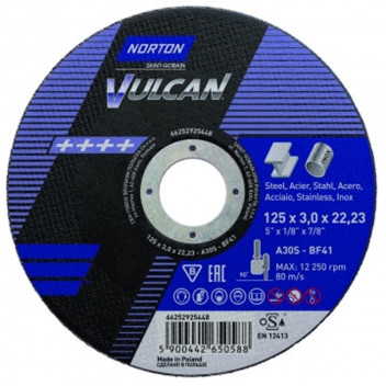 NORTON VULCAN CUTTING DISC STEEL125X3.0X22.23MM