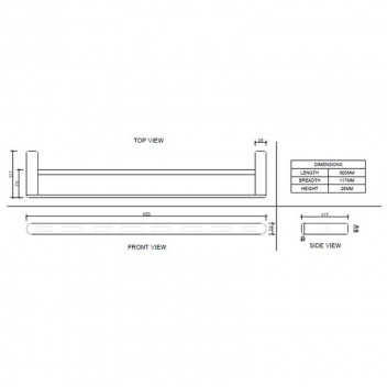 CHROME BIJIOU MONACO DOUBLE TOWEL RAIL 600MM