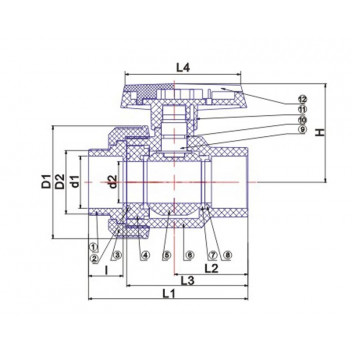 SOLVENT WELD UNION PVC BALL VALVE 50MM