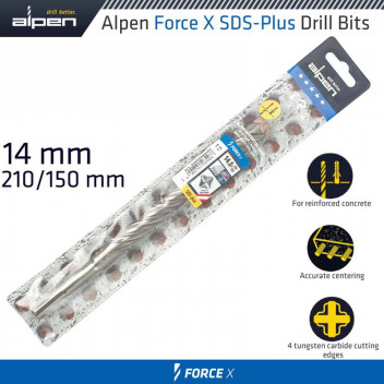 ALPEN FORCE X 14.0 X 210/150 SDS-PLUS DRILL BIT X4 CUTTING EDGES