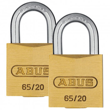 ABUS BRASS BLISTER PADLOCK 65 20MM 2PACK