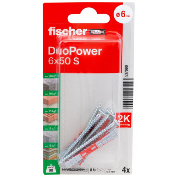 FISCHER DUOPOWER SCREW WITH PLUG 4PP.