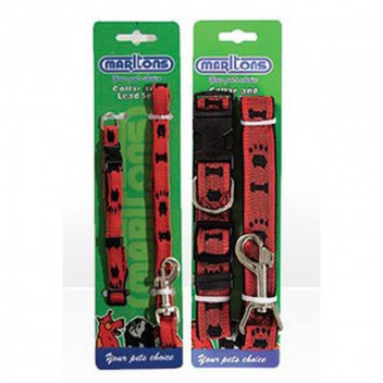 MARLTONS ASSORTED PET COLLAR AND LEAD ADJUSTABLE 20MM