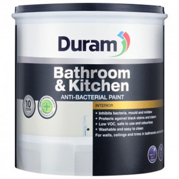 PAINT ACRYLIC ANTI BACTERIAL WHITE BATHROOM & KITCHEN 1L DURAM