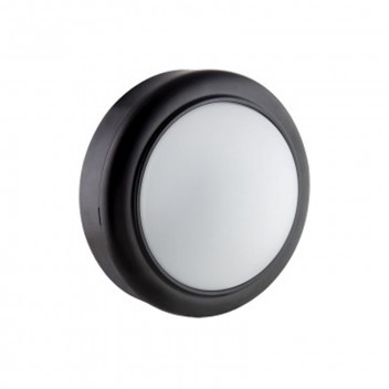 EUROLUX SMALL ROUND COOL WHITE BLACK PLASTIC LED BULKHEAD 230V 8W