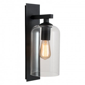 BRIGHTSTAR OUTDOOR WALL LIGHT LANTERN BLACK CLEAR GLASS DOWNFACING