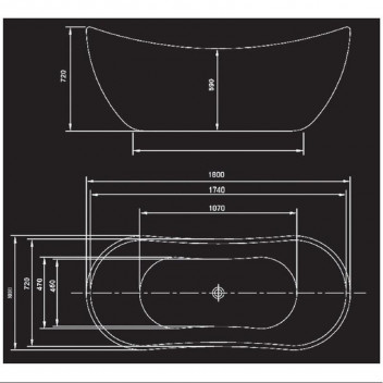 BIJIOU BLACK PETRUS FREESTANDING ACRYLIC BATH 1700X740X680MM