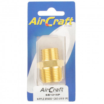 AIR CRAFT BRASS AIR CONNECTOR NIPPLE 1/2X3/4
