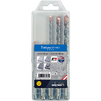 ALPEN F4 SDS CONCRETE DRILL BIT SET 5 PIECE 5-10MM