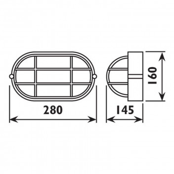 RADIANT LARGE OVAL GRID BLACK BULKHEAD 240V