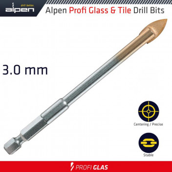ALPEN GLASS AND TILE DRILL BIT 3MM