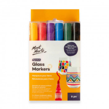 GLASS CRAFT MARKERS FOR GLASS, CERAMIC & PORCELAIN, 6 PIECES