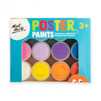 CRAFT POSTER PAINT WATER BASED WASHABLE 120ML 12PIECE