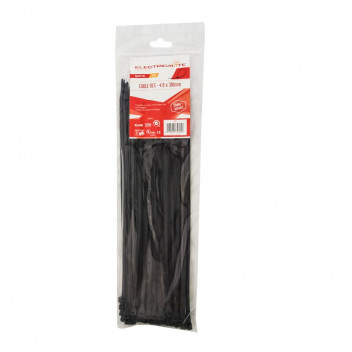ELECTRICMATE BLACK CABLE TIES 300X4.8MM 100PIECE