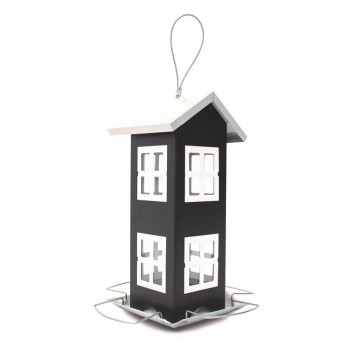 VALEMOUNT LARGE BLACK STEEL HOUSE BIRD FEEDER 25.5X12(8)CM.