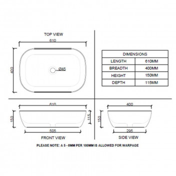 BIJIOU DEVIN WHITE FREESTANDING BASIN