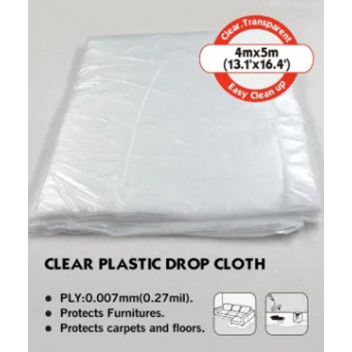 SHEET DROP CLEAR PLASTIC 81374 4M X 5M ROLLINGDOG