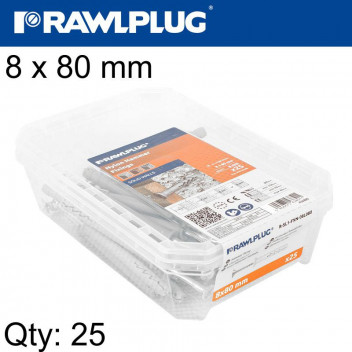 HAMMER IN FIXING COUNTERSUNK HEAD 8X80MM TUB 25PIECE