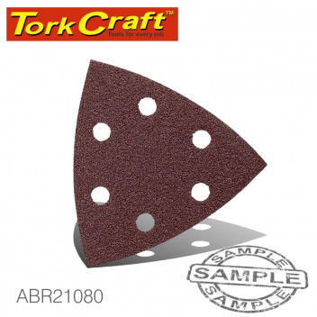 VELCRO TRIANGLE SANDING SHEET WITH HOLES 80GRIT 94X94MM 5 PER PACK