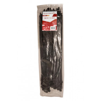 ELECTRICMATE BLACK CABLE TIES 400X7.2MM 100PP
