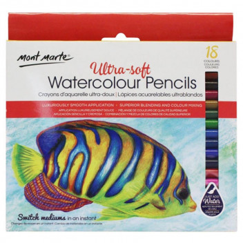 WATERCOLOUR ULTRASOFT CRAFT PENCIL USE WET BRUSH 18PIECE
