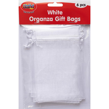 CRAFT ORGANZA GIFT BAG WHITE 15X10CM