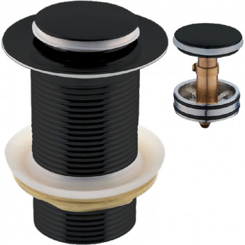 BREVIK BASIN WASTE UNSLOTTED POPUP BLACK 32MM