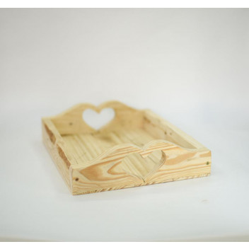 WOOD PALLET HEART TRAY 350X270MM