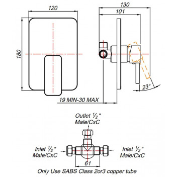 SHORE CONCEALED SHOWER MIXER.
