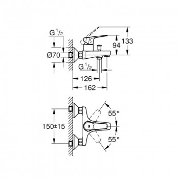GROHE CHROME BAUFLOW EXPOSED BATH MIXER