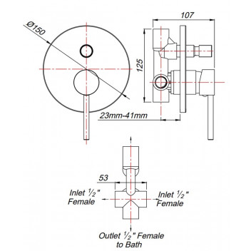 CONCEALED DIVERTER MIXER TAP NEO GUNMETAL.