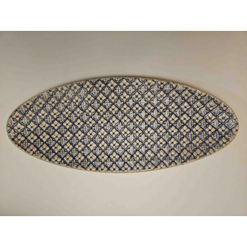 GINGHAM ASSORTED LARGE CERAMIC BOAT BREAD OR SALAD PLATTER